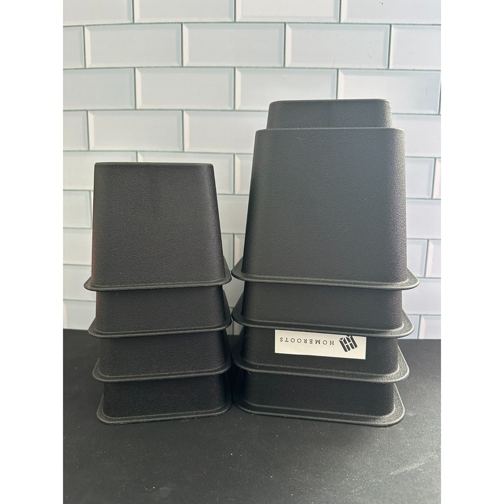 HomeRoots Bed Risers Set of 8 Heavy Duty Plastic 3, 5 or 8 Inch Adjustable Riser